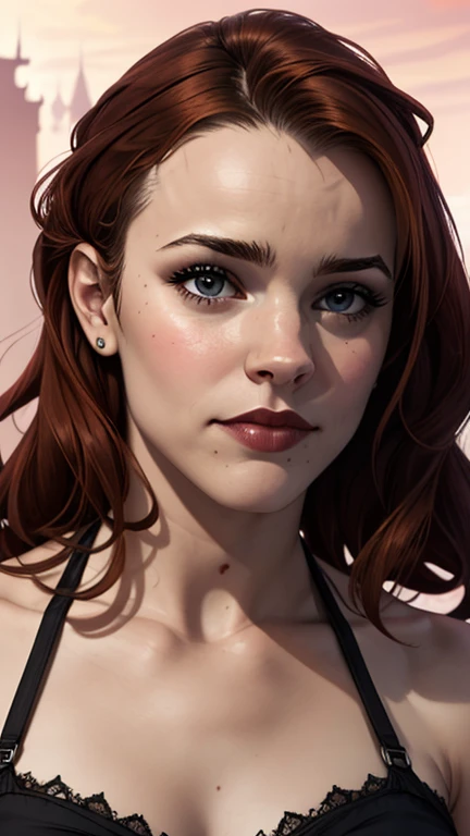 a woman with long red hair and a cape is standing in front of a crowd, beautiful character painting, in the art style of bowater, inspired by Magali Villeneuve, charlie bowater character art, charlie bowater art style, neoartcore and charlie bowater, style...