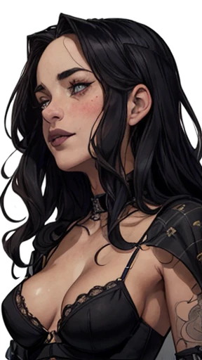 closeup of a woman in a black top and a black bra, estilo de arte de charlie bowater, Estilo Charlie Bowater, retrato de vampiro, arte do personagem charlie bowater, Alena Aenami e Artgerm, Neoartcore e Charlie Bowater, Charlie Bowater cores ricas e profun...