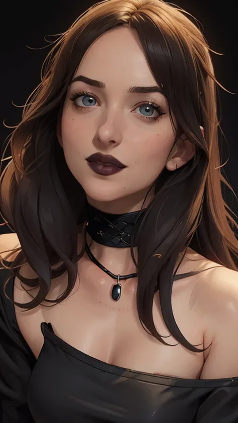  Close-up of a woman in a black blouse and a black bra ,  Charlie Bowater art style , estilo Charlie Bowater, vampire portrait, arte do personagem Charlie Bowater, Alena Aenami and Artgerm, Neoartcore e Charlie Bowater,  Charlie Bowater rich and deep color...