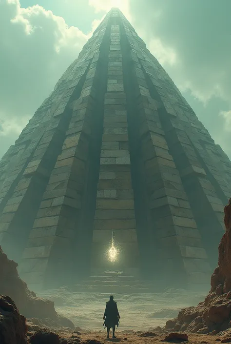 Gigantic blocks of stone hover through the air, manipulated by beams of light emitting from the aliens hands.
The camera pans to reveal the assembly of a pyramid from a birds-eye view, showing geometric precision beyond human comprehension.
