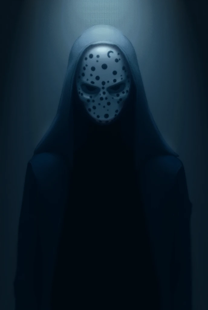 Please create a male anime character who wears a white mask with black polka dots on its surface