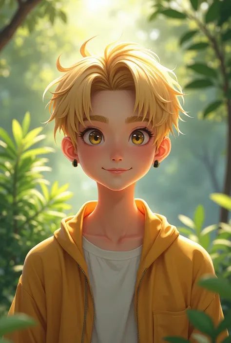  Korean boy, approximately 18 years old, can be stripped and fun with a full body,  blonde hair, Wear earrings on the left ear , hyperrealistic style