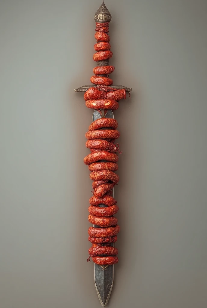 Sword with wrapped sausages, That the chorizos do not touch the sword, only that they wrap it, With better quality of the images , Improve the sword . Longsword the best sword of all