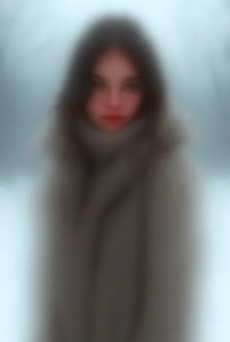 Teenage girl wearing a fur coat and a scarf