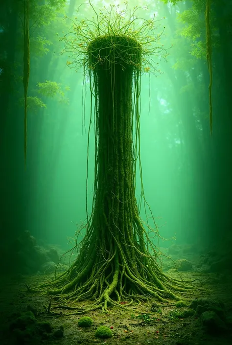 image where a column is in the center and instead of the ribs, put some types of roots coming out in the form of sprouting 