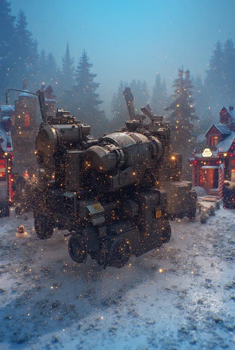 Rocket launcher aiming at Santas workshop
