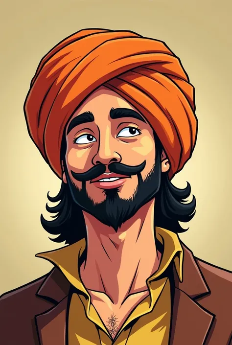 a cartoon image of a man in a turban with a mustache and a mustache, samikshavad, danboru, sahara comics logo, vastayan, cartoon still, gangly, official, inspired by Sándor Bihari, kardur’s vicious return, promo image, by Saurabh Jethani, charachter design...