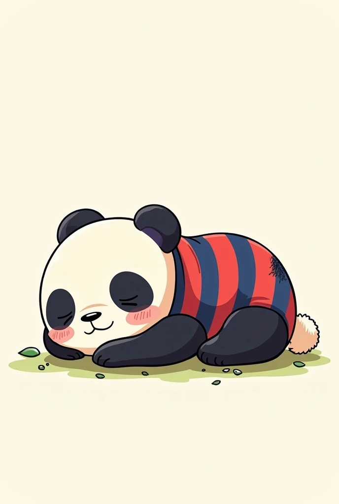 Make a Panda sticker using a luffy shirt one pice is asleep lying face down to the left side