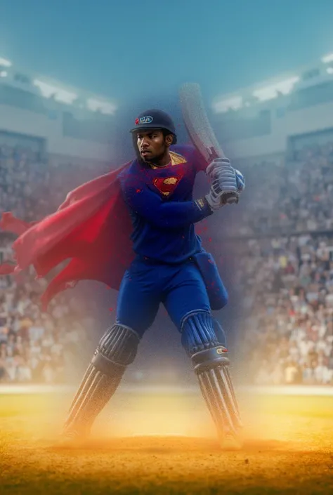 Rishab Pant in Superman attire hitting six to Starc