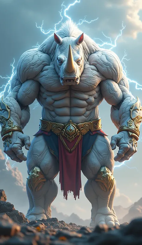 create ((Masterpiece, Top Quality, High Resolution, Photorealistic, Extremely detailed CG unified 32k image)), (jaw-dropping hybrid, perfect proportions, dangerous fighting body, muscular massive body :1.4), a towering hybrid born from the fusion of Snow W...