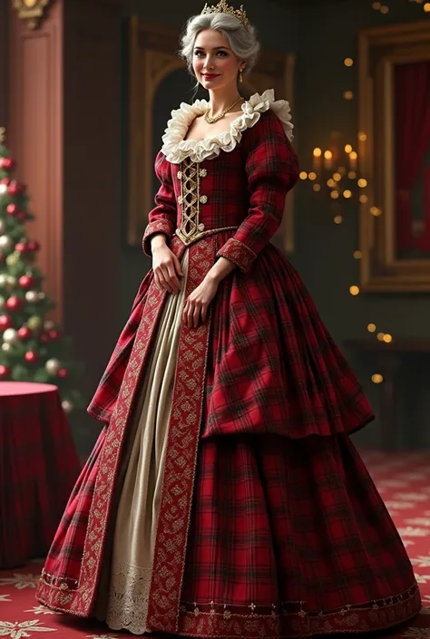 Miss Claus in a highland hosstess dress 