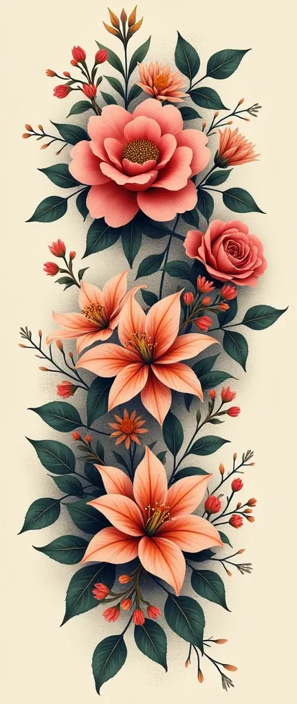 bouquets of flowers tattoo design 