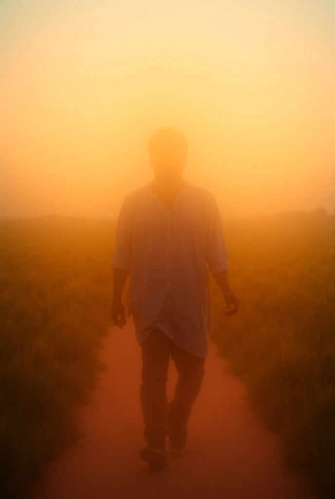 Prompt for the Image:

"A young man named Arif, with an ambitious and curious expression, walking along a rural path in a village. The setting is during the evening with a warm, golden sunset in the background. Arif is dressed in casual, traditional villag...