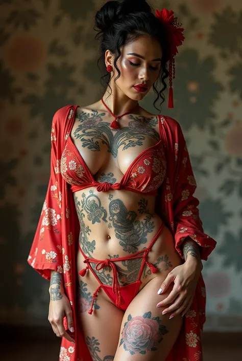 kimono、africana-brazilian geisha、oiran、bodybuilder、housewife、cum shot,sex slave_tattoo,oily ,cum shot,Dirty talk、graffiti、Seeding Press,Dirty talk graffiti on body、Seeding Press,50 years old,(masterpiece, best quality:1.2), 1girl, solo,Big Tit,、Big Butt,Ar...