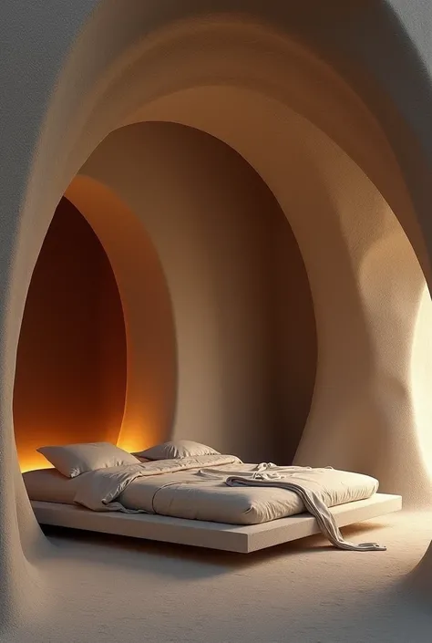 create beautiful rooms with a bed inside a dune building with dark building information