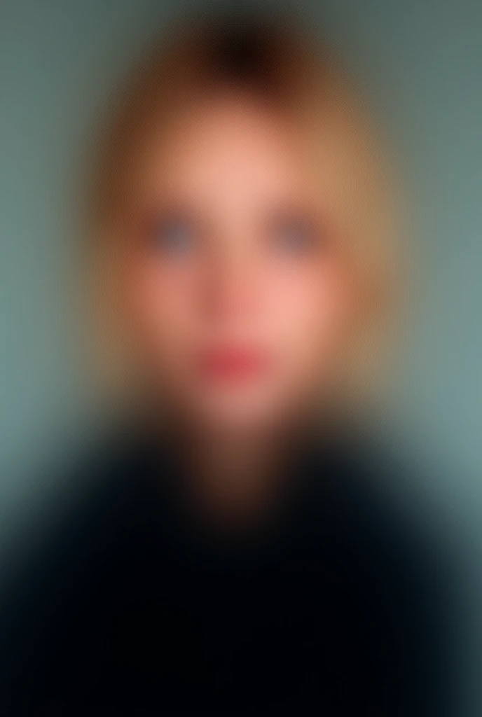  photo of blonde woman,  in black jacket , half height photo , blue eyes , Realistic photo