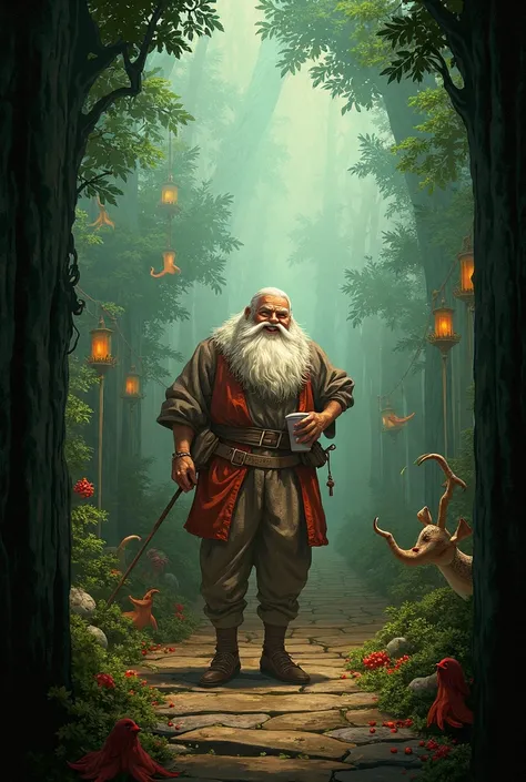 Santa Claus on vacation in the mystical forest of Feyrist, surrounded by enchanting creatures such as pixies, fauns, pookas, fairies, and boogies. 
TIBIAWIKI
 He is dressed in casual medieval-inspired attire, including a loose linen shirt, simple trousers,...