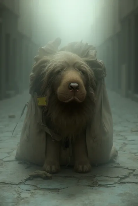  A sad dog comes out of the bag, because his owner abandoned him 