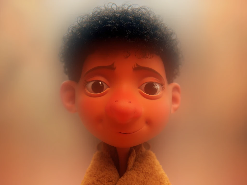  CREATE PIXAR-STYLE CHARACTER ,  OF A SHORT-HAIRED MAN ,  BRAID FACE .  black eyes ,  short black hair , olhos grandes,  BIG CHEEK  , big face , BIG FACE  , serious face