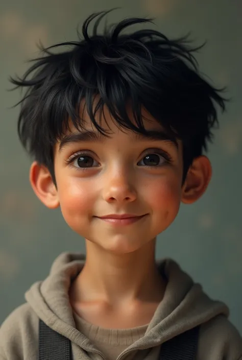 Nine years old spanish boy with black hair