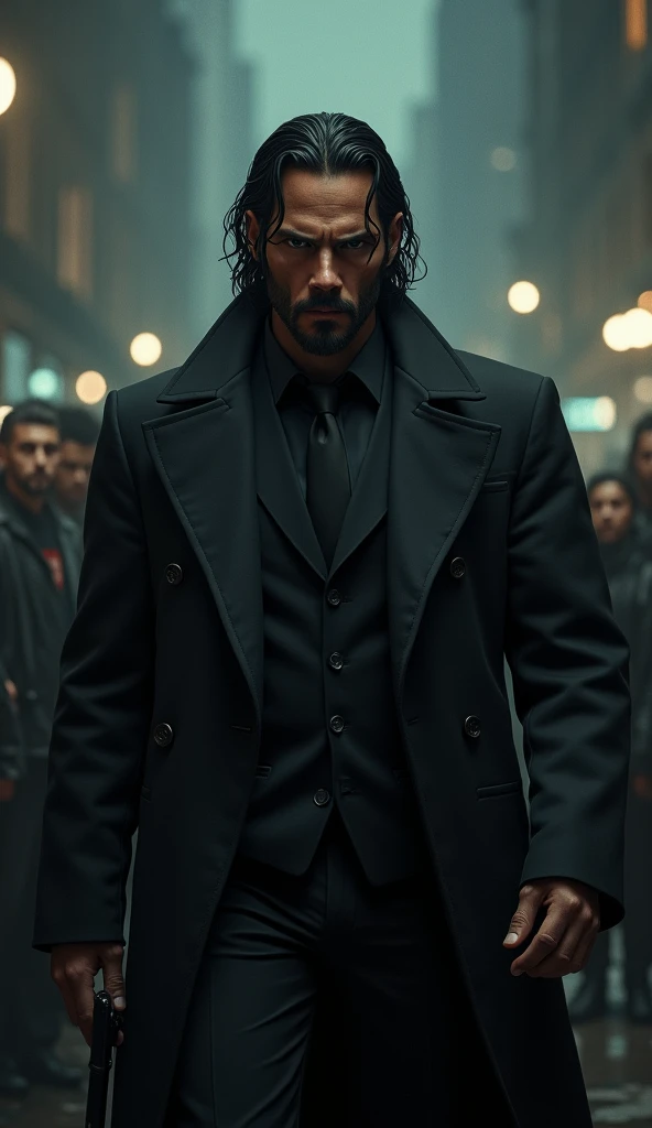 A character hypothetically inspired by JohnWick looking with disdain at people who are jealous of him.