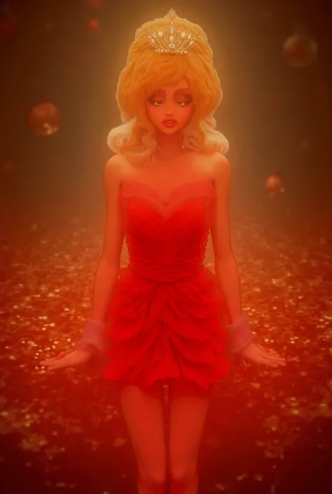 Princess Peach with big dinners and a sexy and daring short Christmas dress