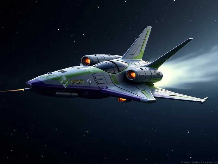 Buzz lightyears spaceship flies in outer space