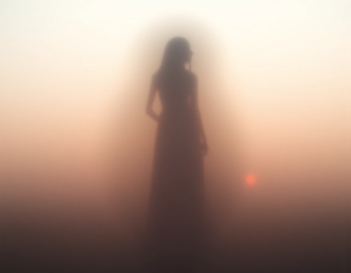 a girl in salwar kameez in a catkin field during dark evening, long black hair, nipples visible under dress