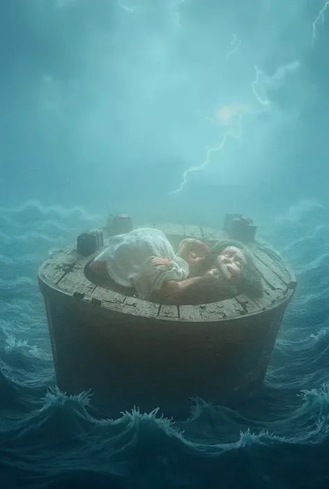 Jesus sleeping on the boat in the midst of a storm