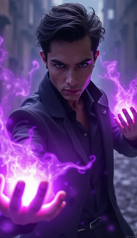 A cool guy with purple glowing powers