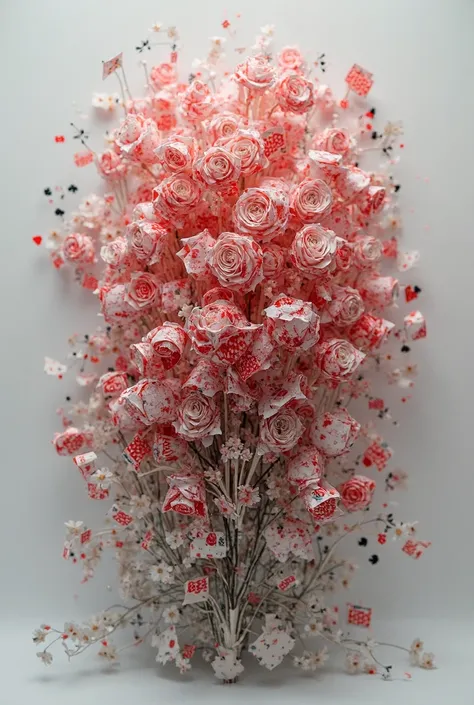 Roses made from playing cards