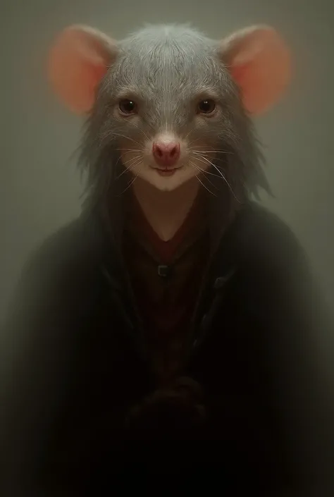 A realistic portrait of a mouse human hybrid. A young man with a mouses ears and a mouse nose and whiskers. His face is human. He only has two ears, which are mouse ears. He is wielding a rapier in his hand and wears swashbuckler style clothing, with a lea...