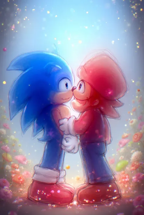 Sonic kissing Mario