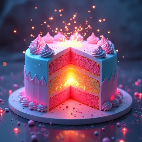 Bonus: Pastel Nuclear

Prompt:
"A glowing, colorful nuclear-inspired cake with multiple layers of neon icing and a fiery, intense color gradient. The top is adorned with glowing sparkles, while the cakes interior is a mix of vibrant colored layers that ...