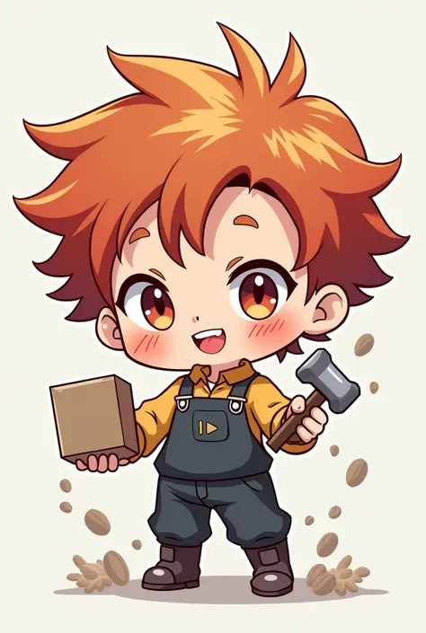 a cartoon boy with a hammer and a box, concept art inspired by Junpei Satoh, pixiv, mingei, advanced digital chibi art, an anime nendoroid of elon musk, style as nendoroid, safebooru anime image, holding a hammer, (sfw) safe for work, high quality fanart, ...