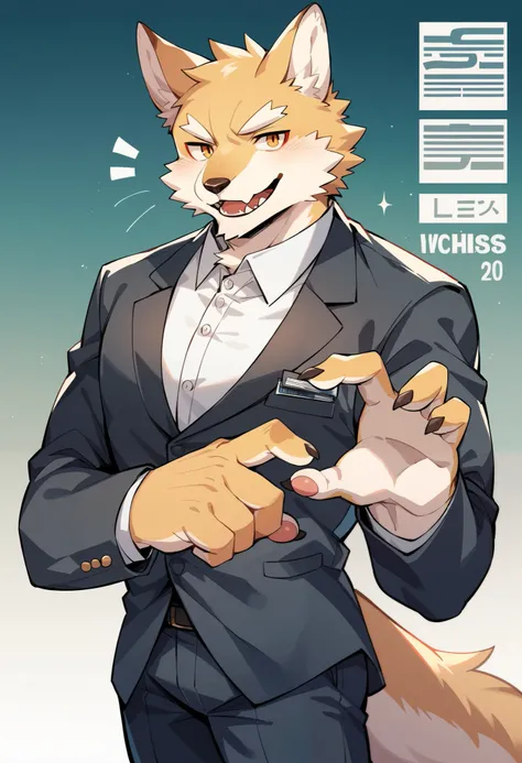 rating_safe, score_9, score_8_up, score_7_up, score_6_up, score_5_up, score_4_up, hires, Business magazine cover page, source_furry, source_anime, highres, absurdres, perfect anatomy, nice 1boys, kemono, suit, furry anthro, dignified pose, smile, portrait,