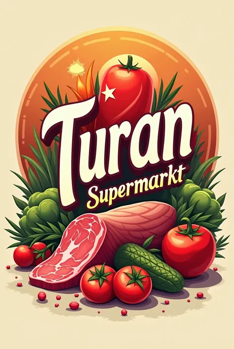  I need a logo for our supermarket.  Turkish supermarket which sells fresh meat , Fruit vegetables and groceries  . The name is Turan Supermarkt  