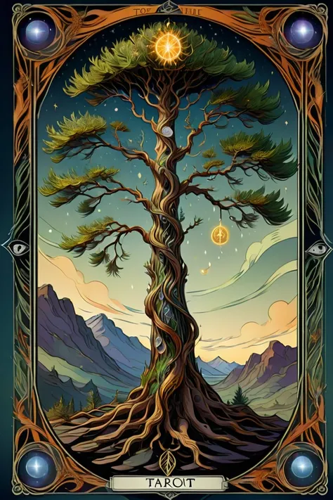 (((Patterned exquisite Tarot Card ))), cedar branch