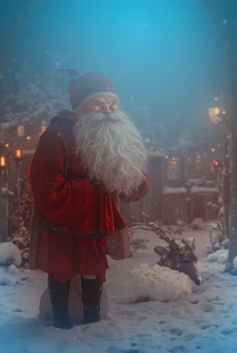 Santa Claus apologizing for not arriving in time to deliver the gift that went to what a reindeer got sick 