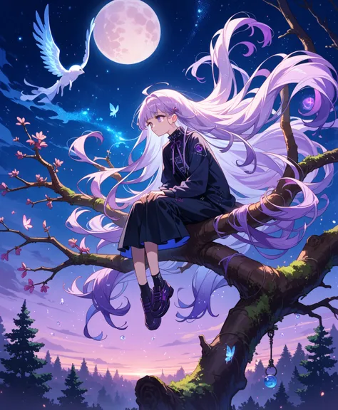 score_9, score_8_up, score_7_up, source_anime,
surreal, 
1girl,Kpop idol, very long hair, floating hair,glowing hair, 
 night scene,moon in the sky,purple hues,starry night,dreamlike atmosphere,glowing edges,mystical,high contrast,ethereal light,sitting on...