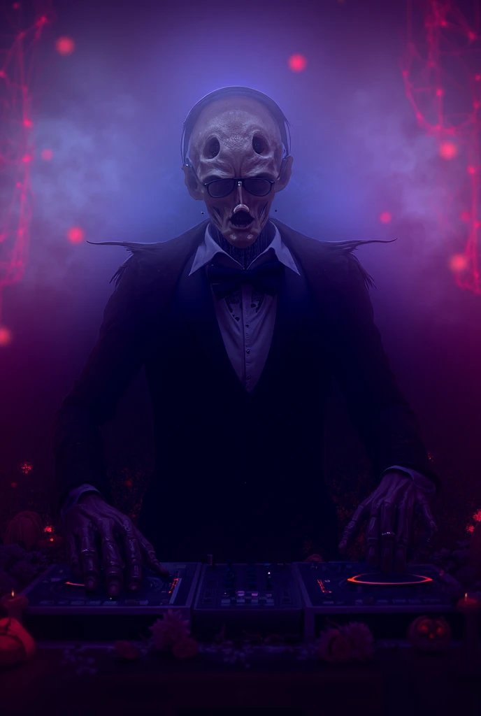 Create an image of Javi Skellington as a DJ