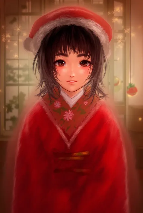 Japanese student in Christmas attire 