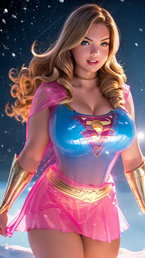 donnatroy, DisneyAurora, Beautiful woman (((Anne Hathaway:Kate Upton:0.9))) (((shoulder length wavy caramel blonde hair, hair pulled back with bangs))) defined body, voluptuous, curvy, thick, sexy, Red lipstick, hands free, mouth slightly open, smiling, st...