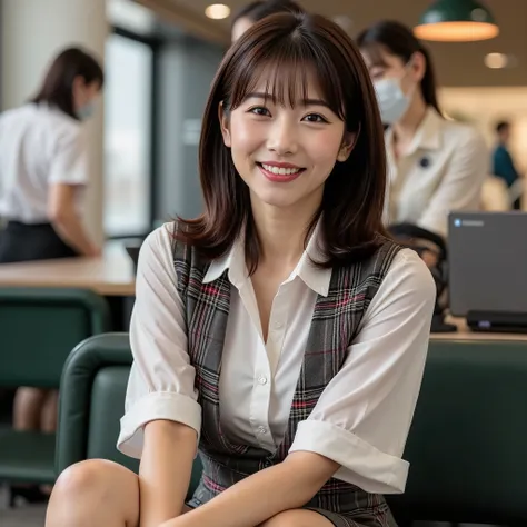 『 The atmosphere of the face and hairstyle is different2人の日本人の girl :1.9』『 real photo:1.3』 top quality :1.2、(( Big Breasts ))、 showing slight cleavage 、(( young woman))、(( has red cheeks))(( smiling :1.3))、((( anatomically correct、 Perfect Anatomy、 anatomi...