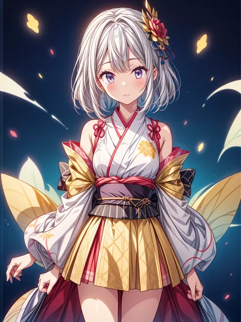 ((( 1 girl)))、Star Fairy、vtuber-halfbody、((( top quality 、masterpiece、 best combination 、Golden Ratio、 Official Art、 super detailed 、 super detailed な目)))、 Ultra Details,   from the front  ,  headshot 、 Blue and white hair color、 short bangs above eyebrows...