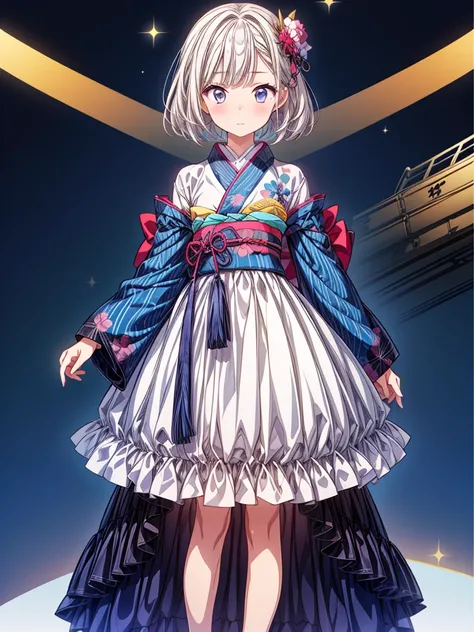 ((( 1 girl)))、Star Fairy、vtuber-halfbody、((( top quality 、masterpiece、 best combination 、 Official Art、 super detailed 、 super detailed な目)))、 Ultra Details,   from the front  ,  headshot 、  milky white to royal blue gradation hair color、 princess cut、 sho...