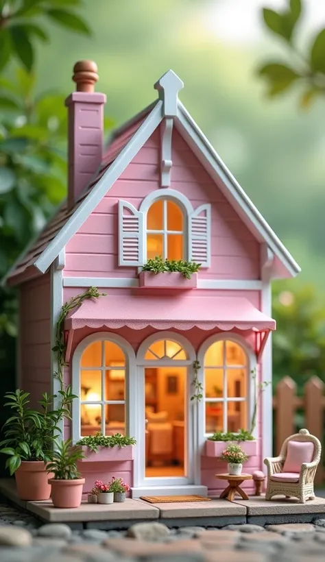  miniature house 、French interior、 pink、 real