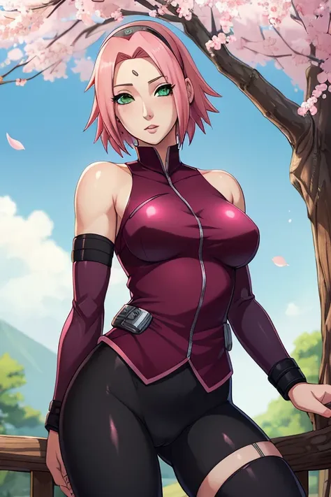 ((Ultra quality)), ((Masterpiece)), Sakura Haruno, Naruto, ((short pink hair)), (Beautiful cute face), (beautiful female lips), charming, ((sexy facial expression)), Look at the camera, eyes slightly open, (White skin color), (blue skin), glow on the body,...