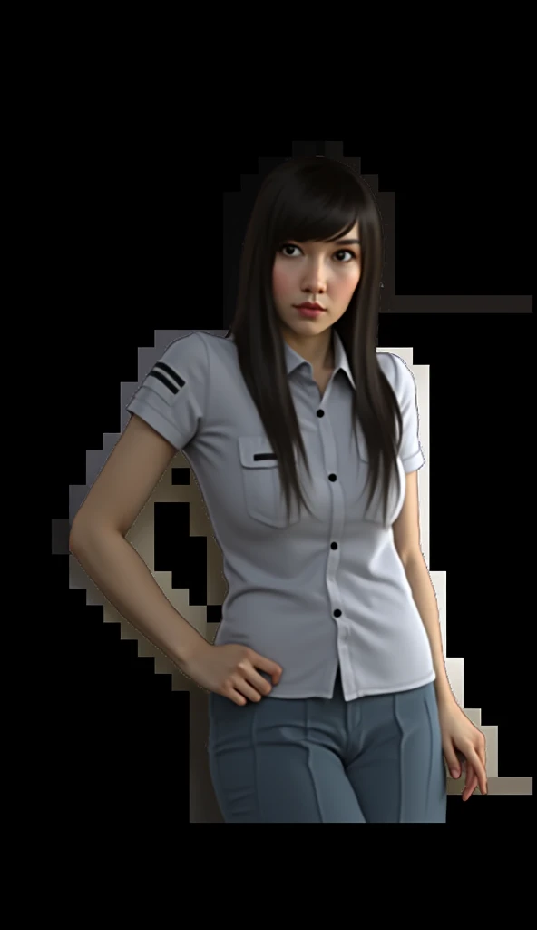 a close up of a beautiful girl wearing a uniform and a tie, girl wearing uniform, realistic 