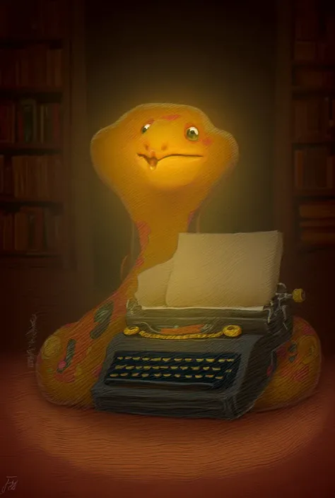 snake typewriter cartoon cute